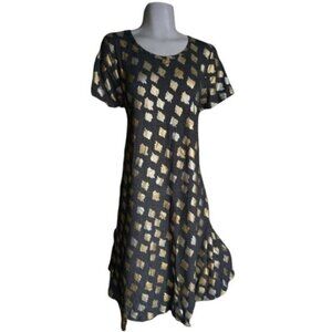 Lularoa small metallic Carly dress gray and metallic gold